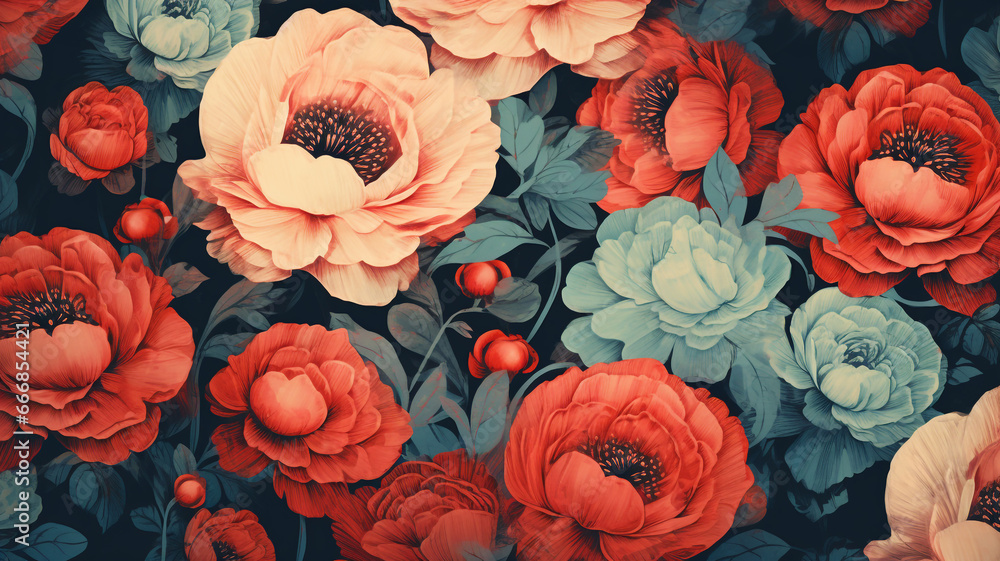 Beautiful peony flower illustration