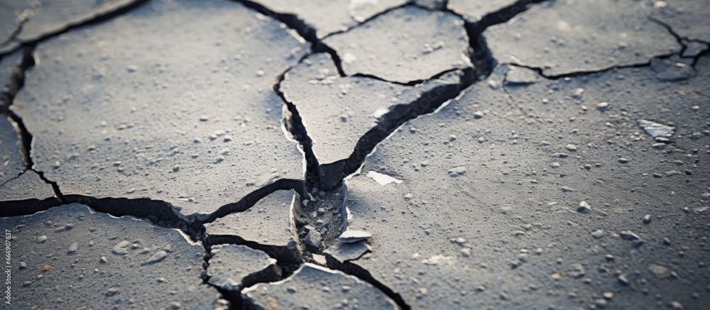 Damaged asphalt after earthquake