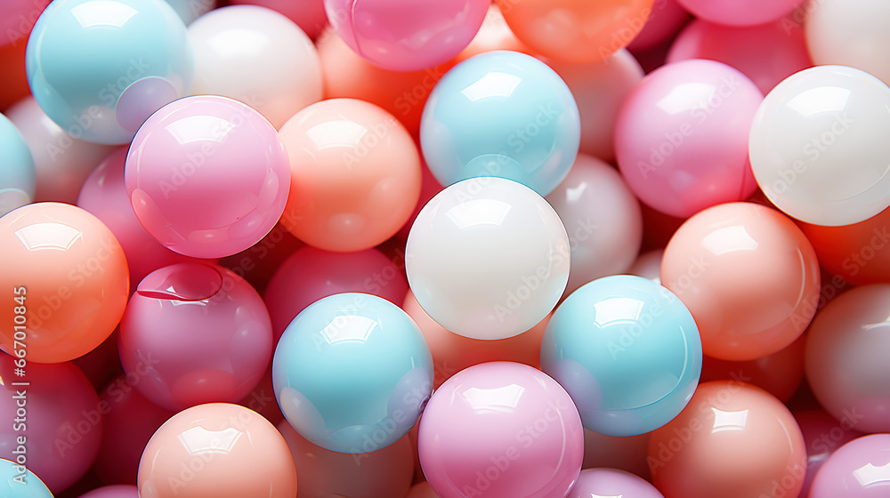 Pastel colored balls background. Abstract cute backdrop. Generative AI