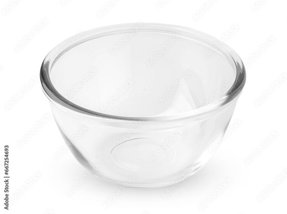 Glass bowl on white background