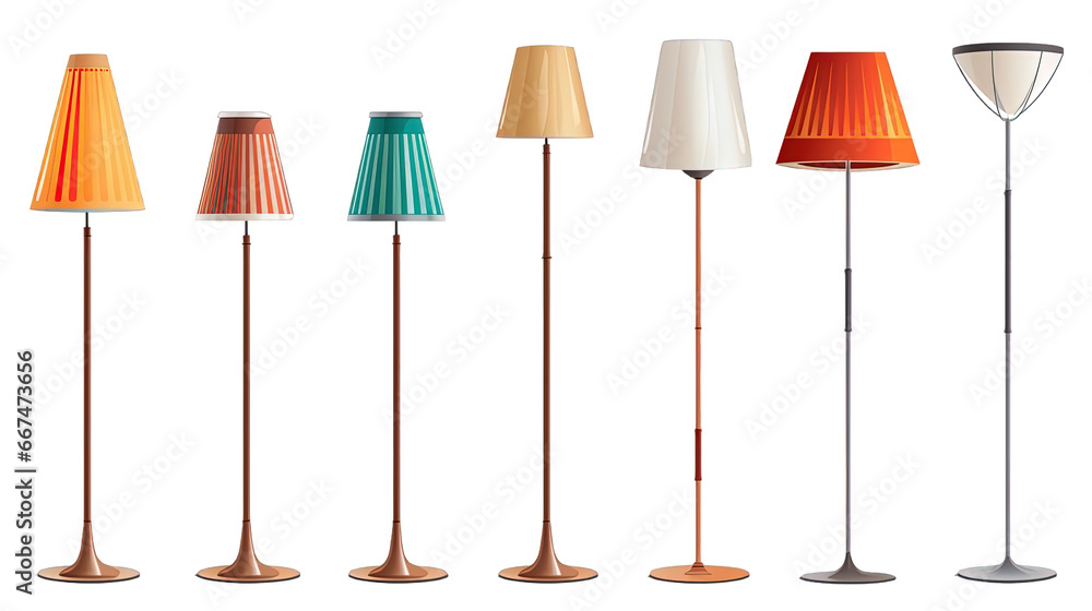 set of lamps isolated on white