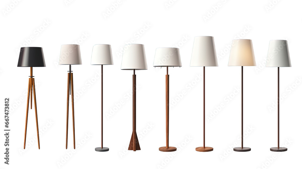 set of lamps isolated on white