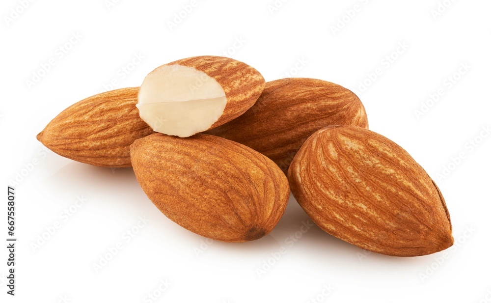 Almonds isolated on white background 