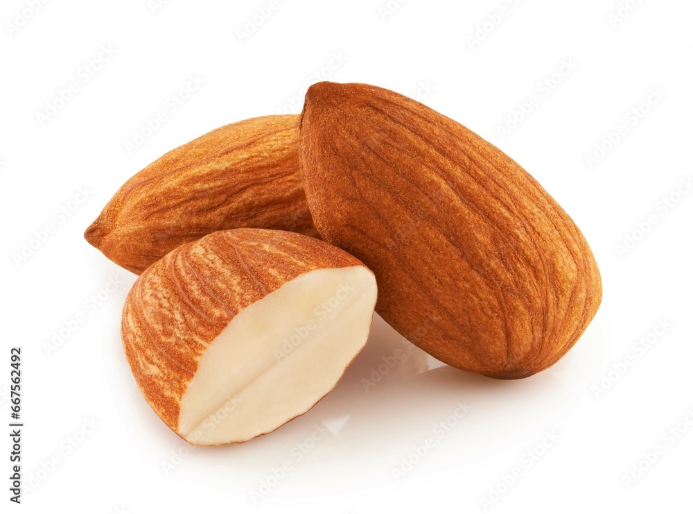 Almonds isolated on white background 