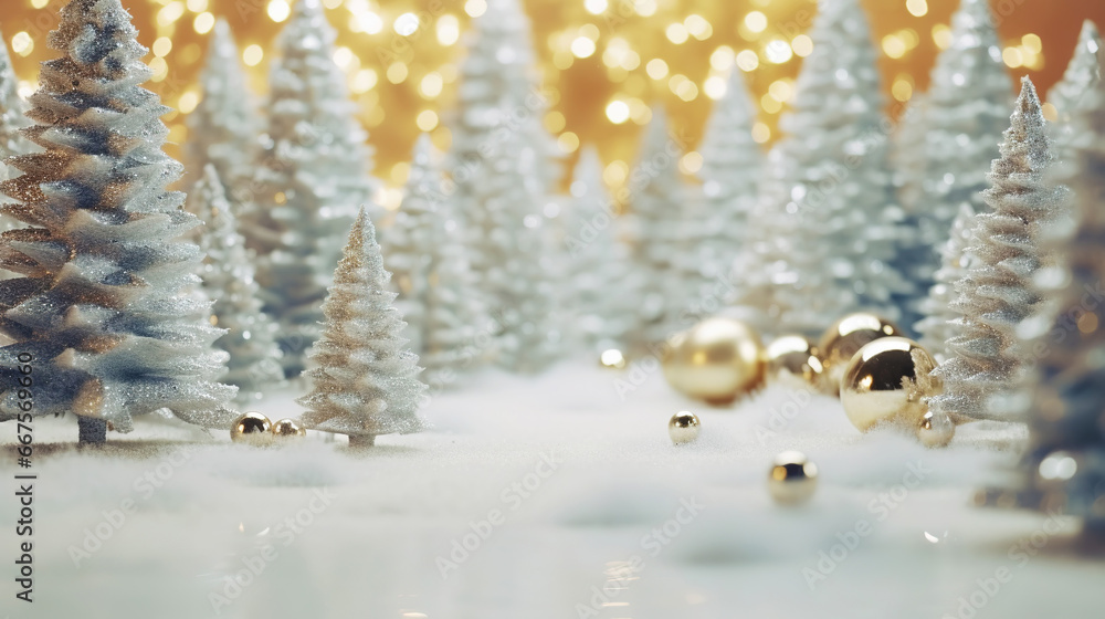 Modern shiny creative Christmas backdrop. Golden festive New Year background. Generative AI