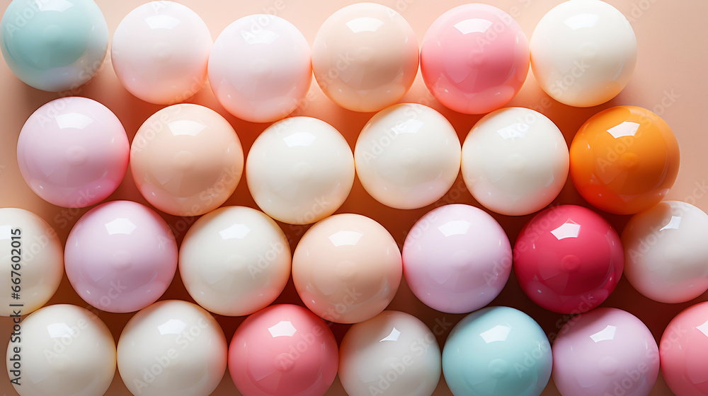 Pastel colored balls background. Abstract cute backdrop. Generative AI