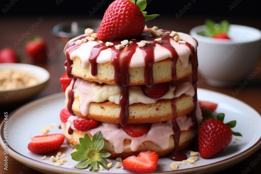 Peanut butter strawberry mini cake.