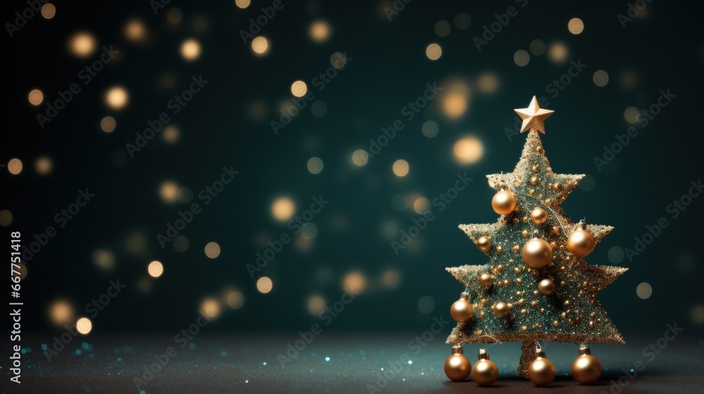 Beautiful magic Christmas Tree minimalist background with space for text