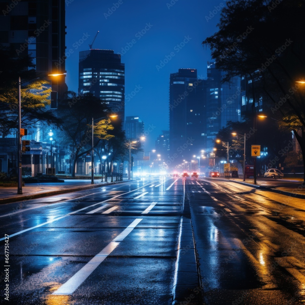 long exposure shot of a busy city street at night.