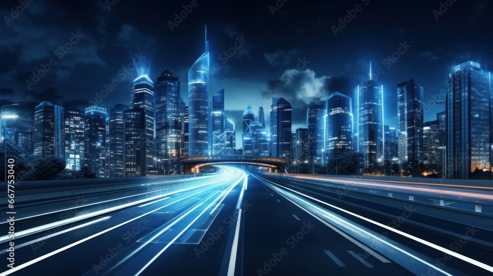 city night road and sense of motion and energy