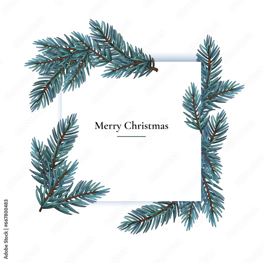 christmas wreath isolated on white background. Christmas tree branches. Illustrate, print, postcard. vector illustration