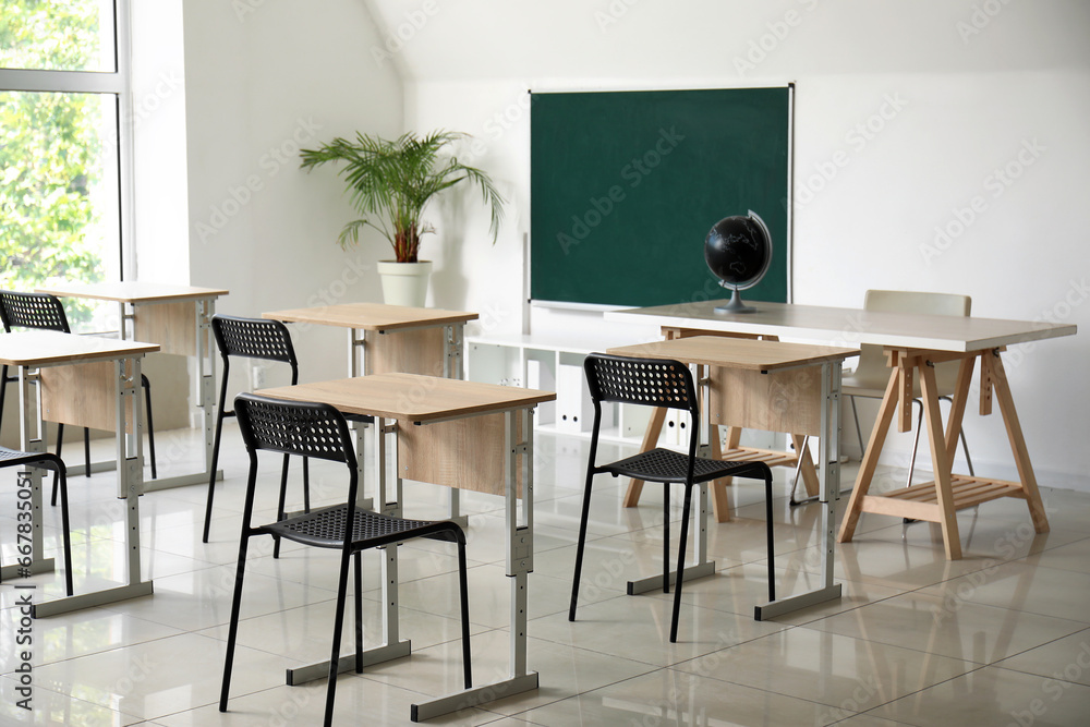 Interior of modern stylish empty classroom