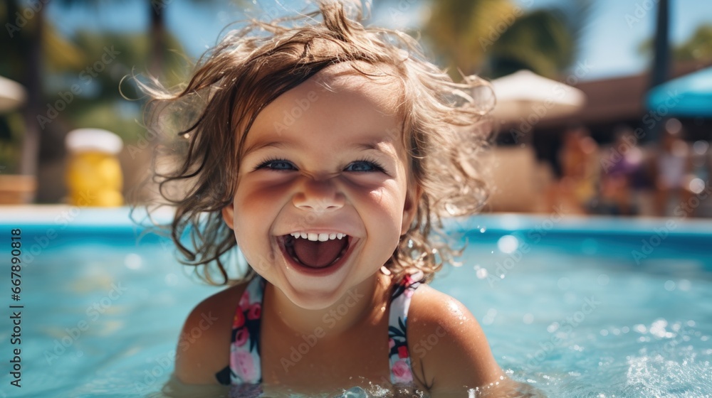 Little girl in swimming pool