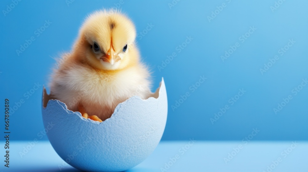 Easter-Themed Postcard Featuring a Small Yellow Chicken in an Eggshell