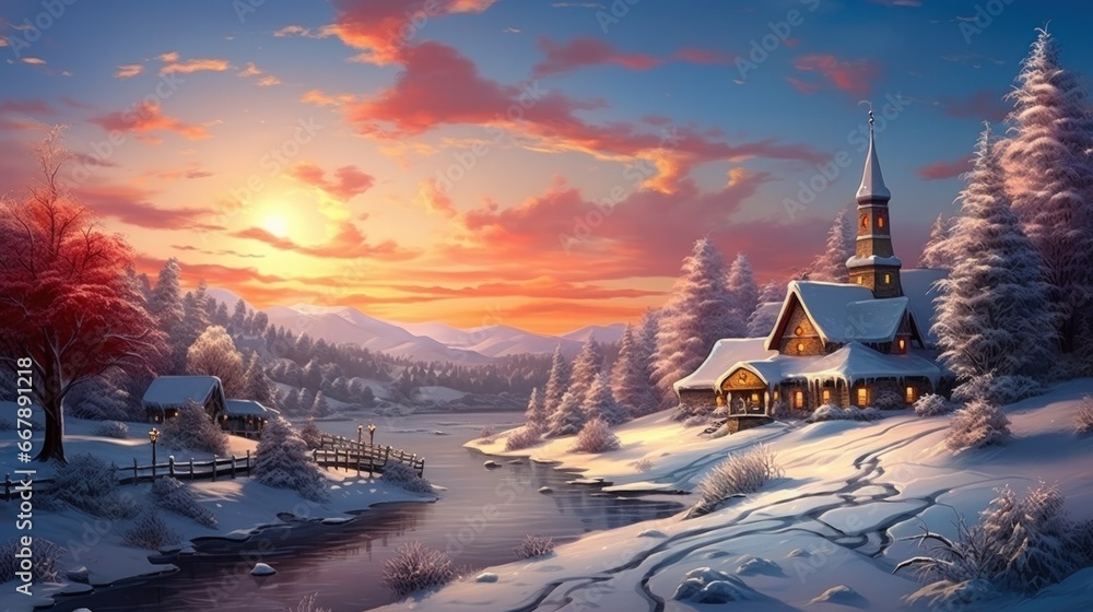 Christmas landscape background