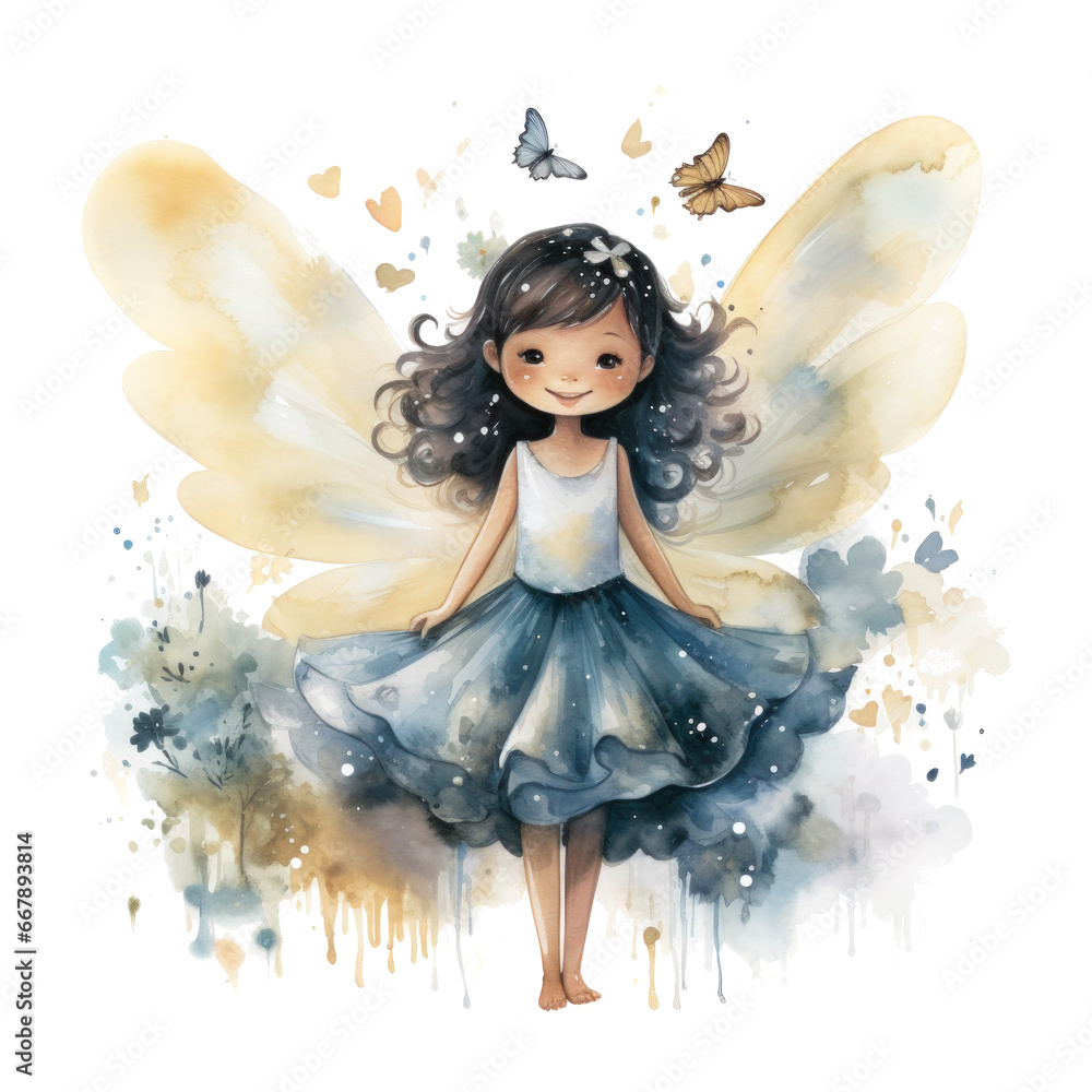 cute waercolor tooth Fairy isolated