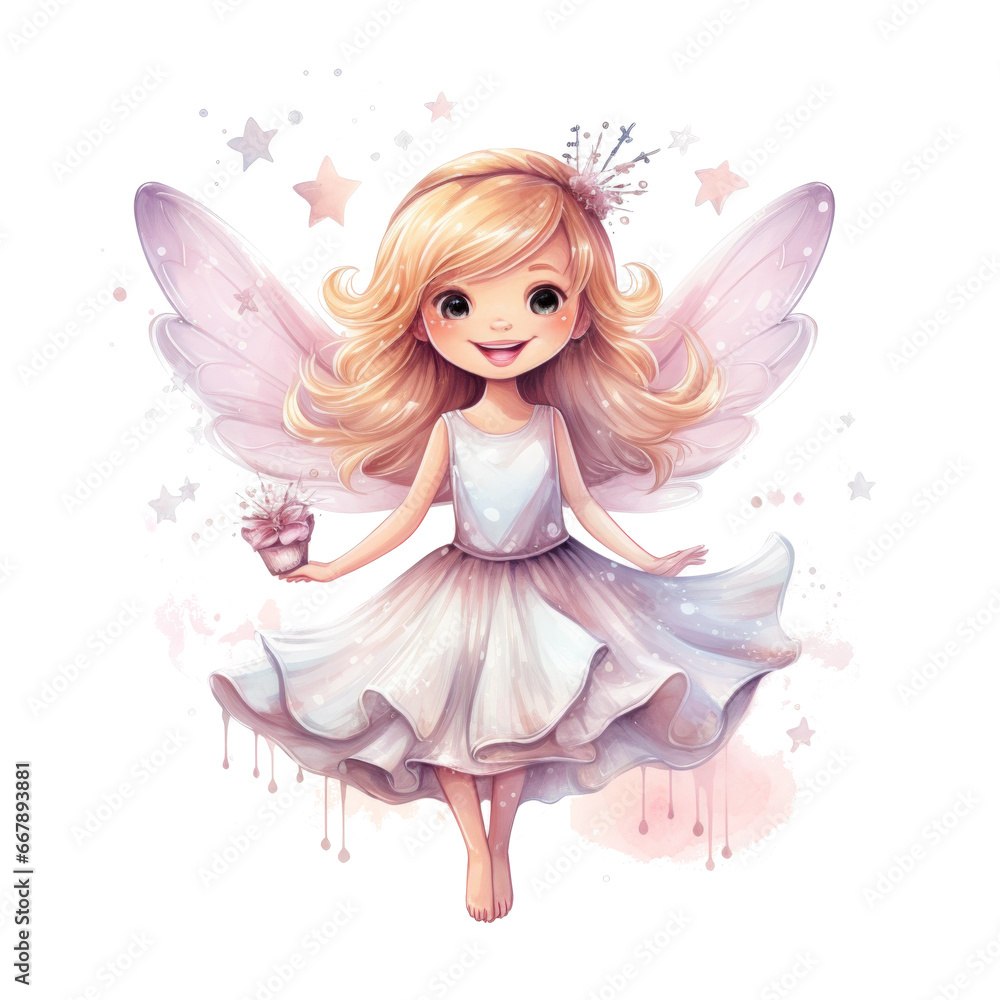 cute waercolor tooth Fairy isolated