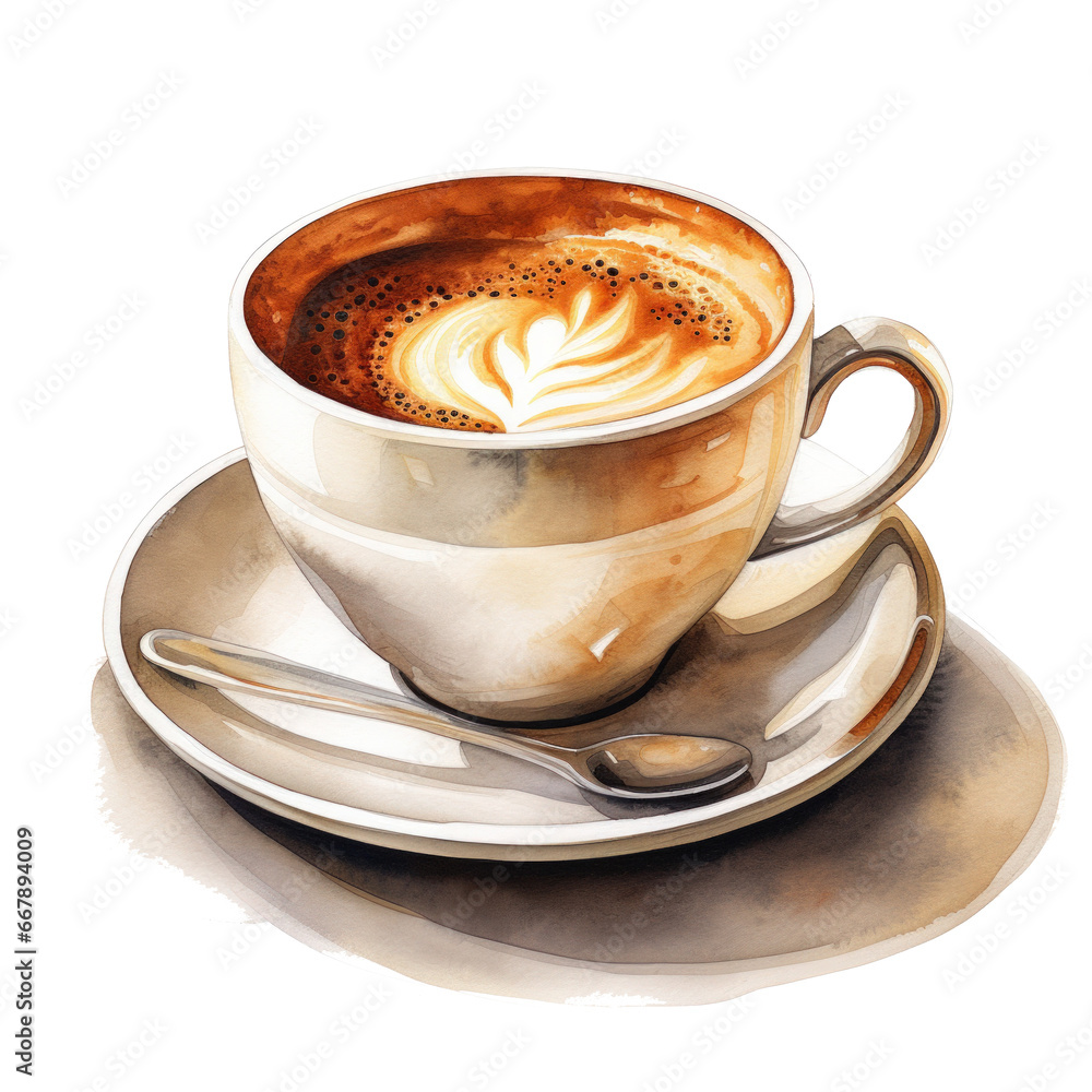 watercolor coffee cup isolated