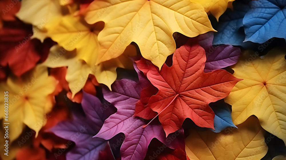 autumn leaves background, red and yellow leaves