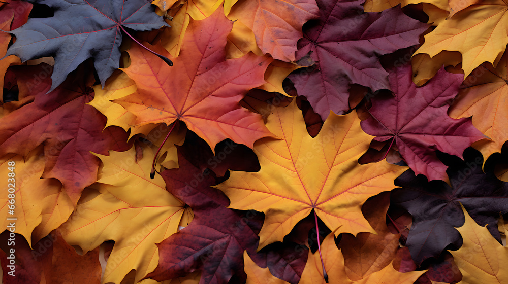 autumn leaves background, red and yellow leaves