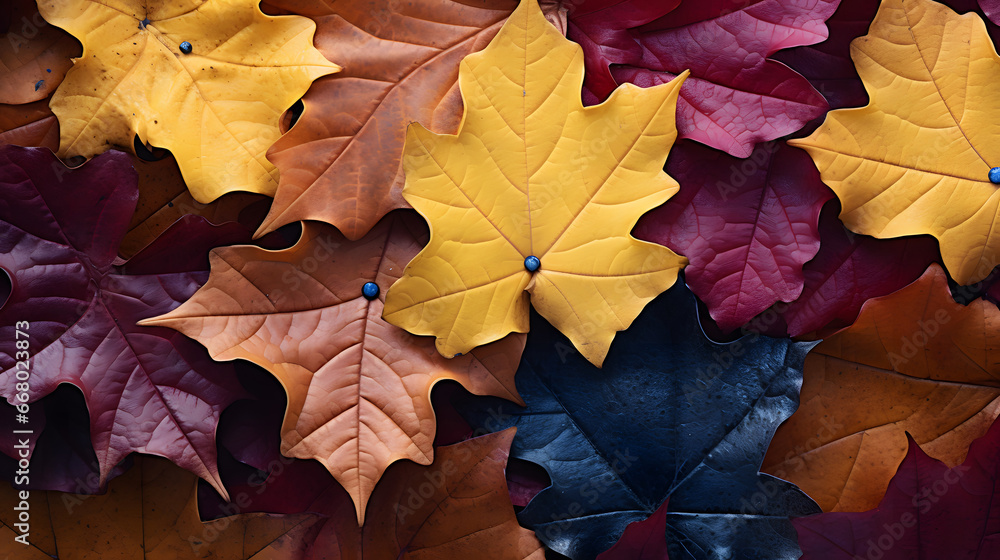 autumn leaves background, red and yellow leaves