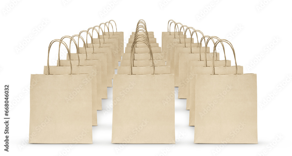 Mockup set of shopping paper bags PNG transparent