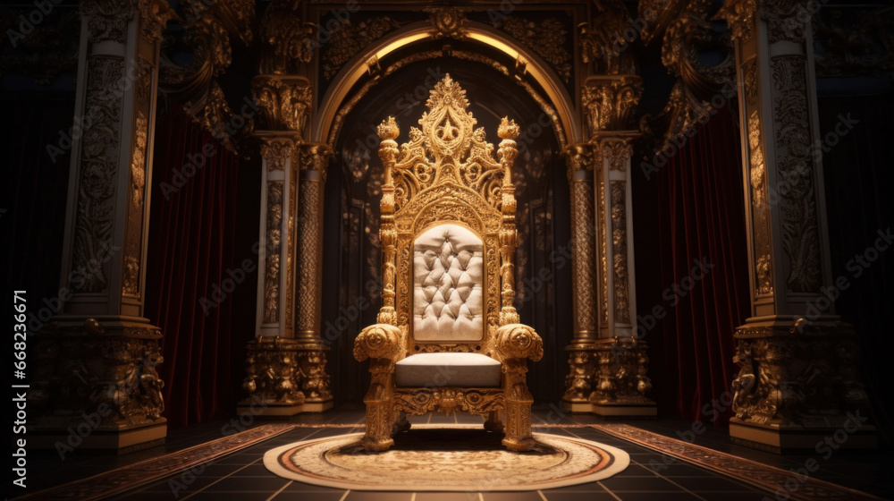 The throne room with golden chair.