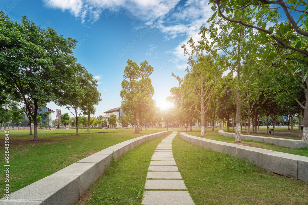 Urban parks, squares, and modern architectural landscapes