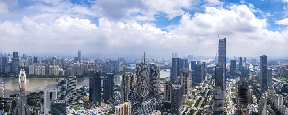 Aerial photography of the skyline of modern architectural landscapes in Guangzhou, China