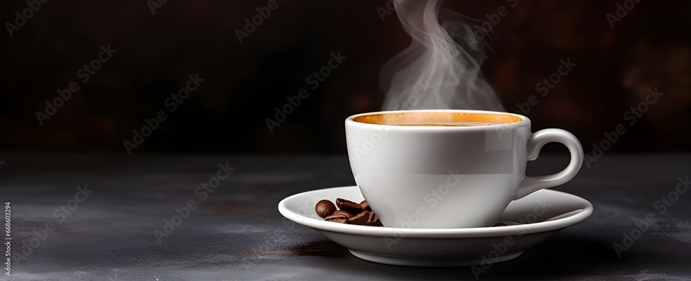 white hot cup of coffee on the table