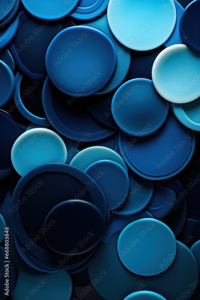 many circular blue speech bubble papers