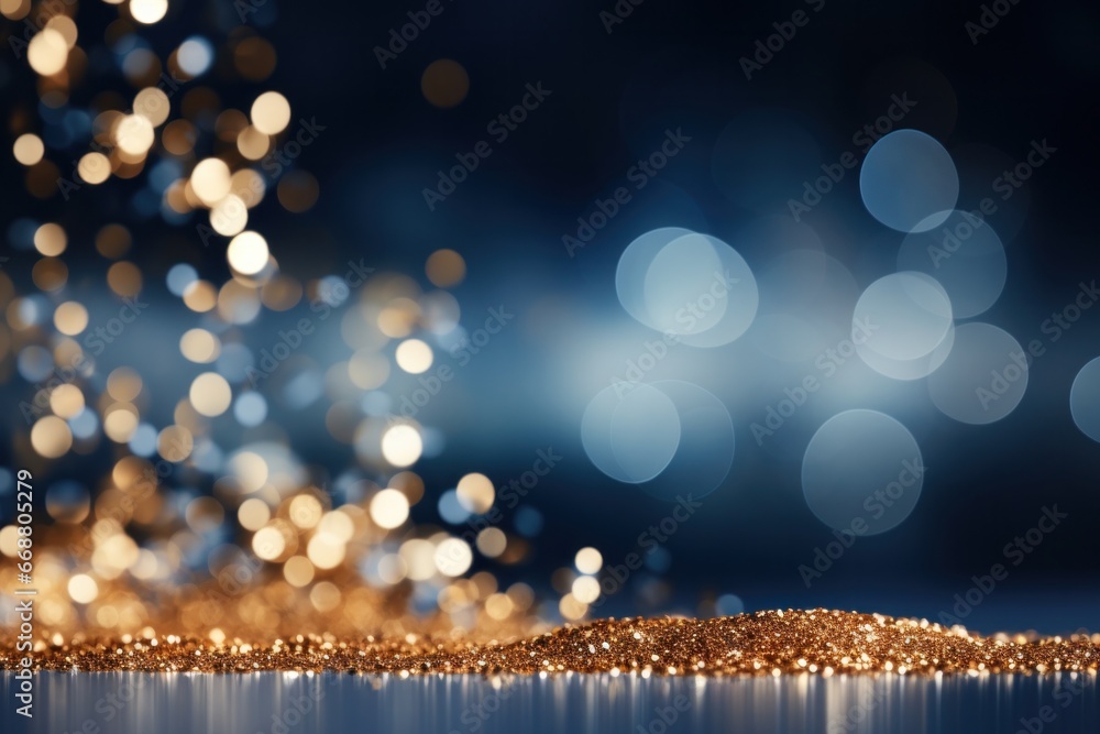 New Years Eve Bokeh with a Blue and Gold Abstract Background