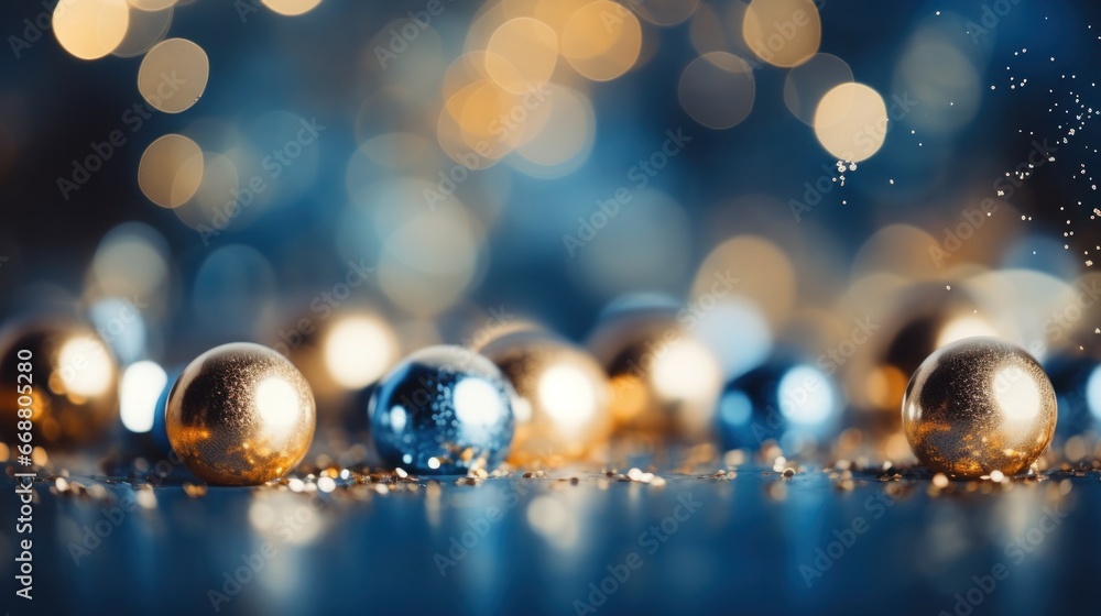 New Years Eve Bokeh with a Blue and Gold Abstract Background