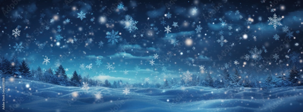 snow cover background with falling snowflakes