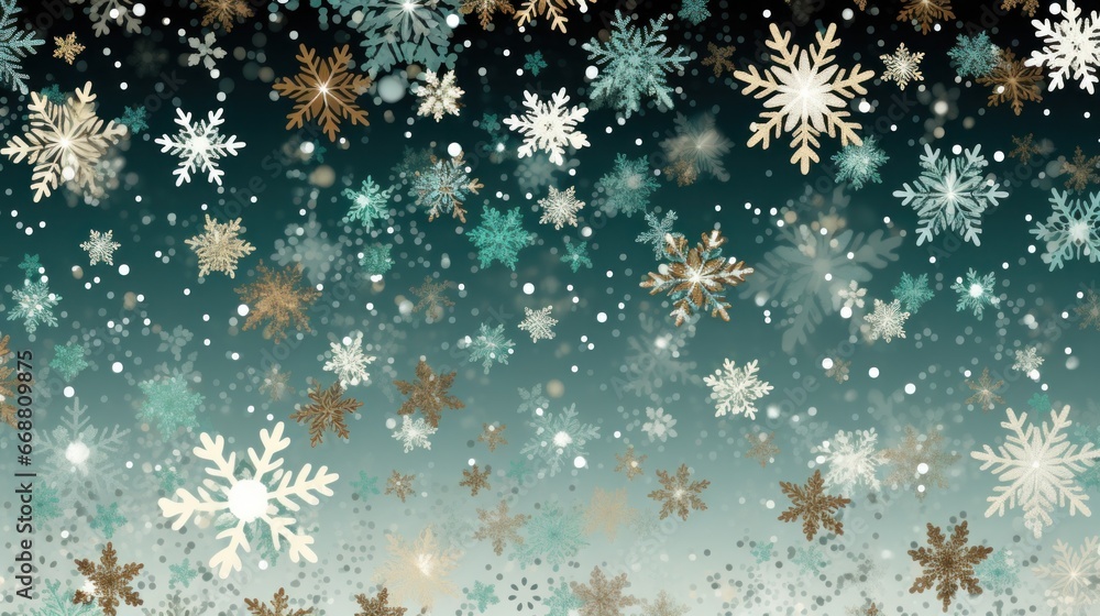 silver  turquoise snowflakes on blue christmas background