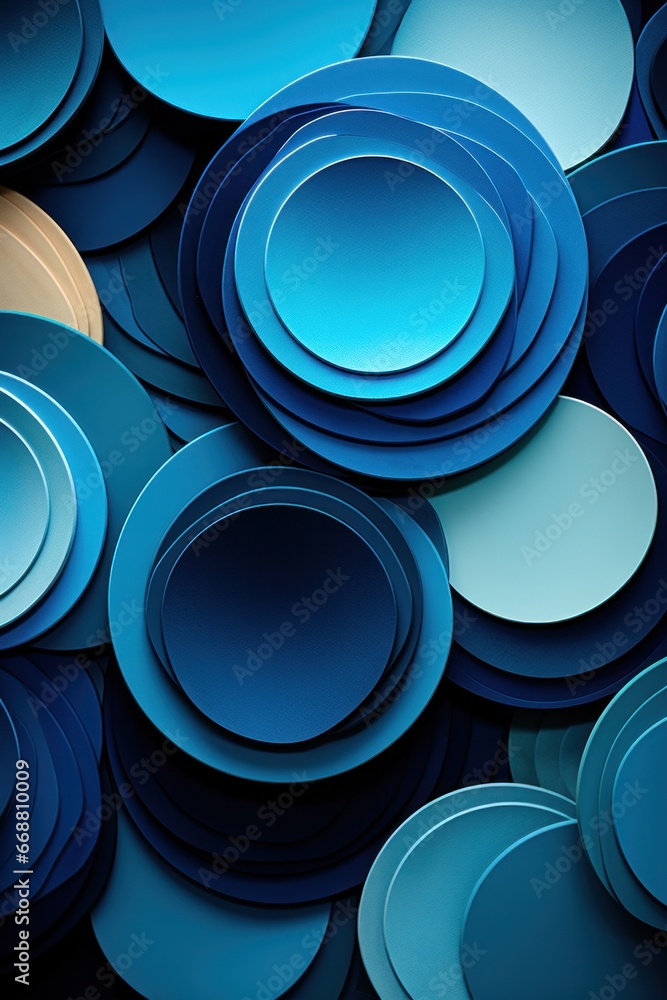 many circular blue speech bubble papers