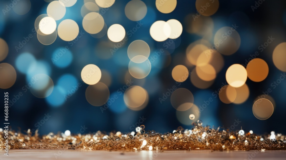 New Years Eve Bokeh with a Blue and Gold Abstract Background