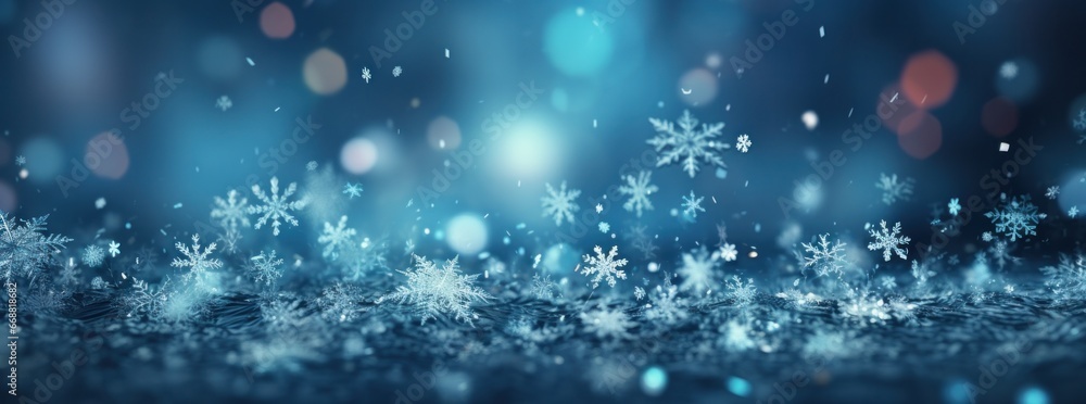 snow cover background with falling snowflakes