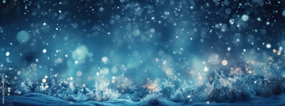 snow cover background with falling snowflakes