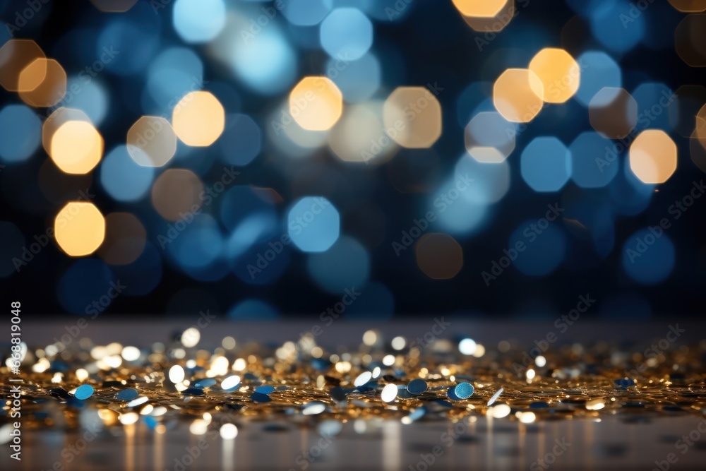 New Years Eve Bokeh with a Blue and Gold Abstract Background