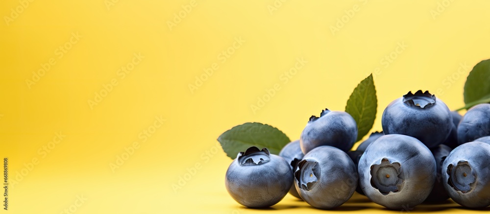 Blueberry extract tablets for strong vision on a yellow background