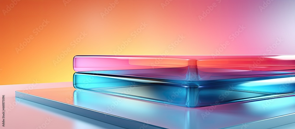 Abstract transparent acrylic glass background for showcasing makeup and cosmetics products podium for advertising new packaging