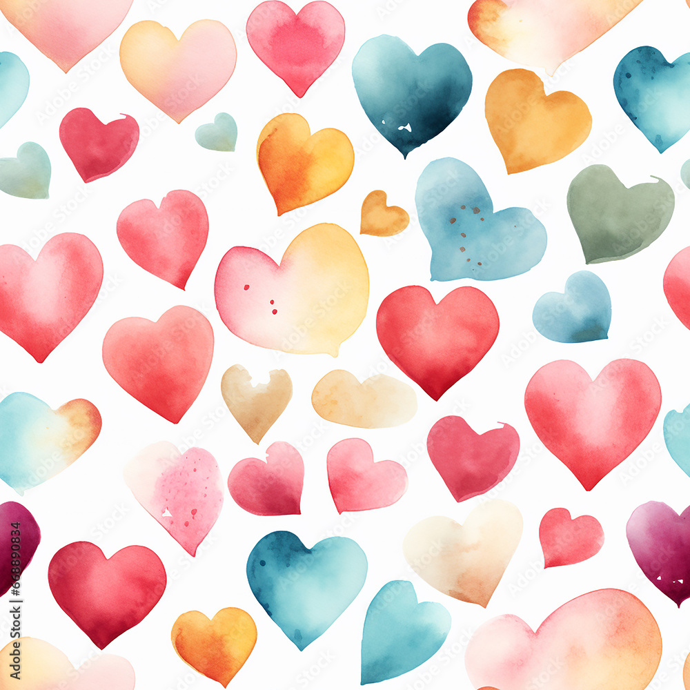 cute watercolor love seamless pattern