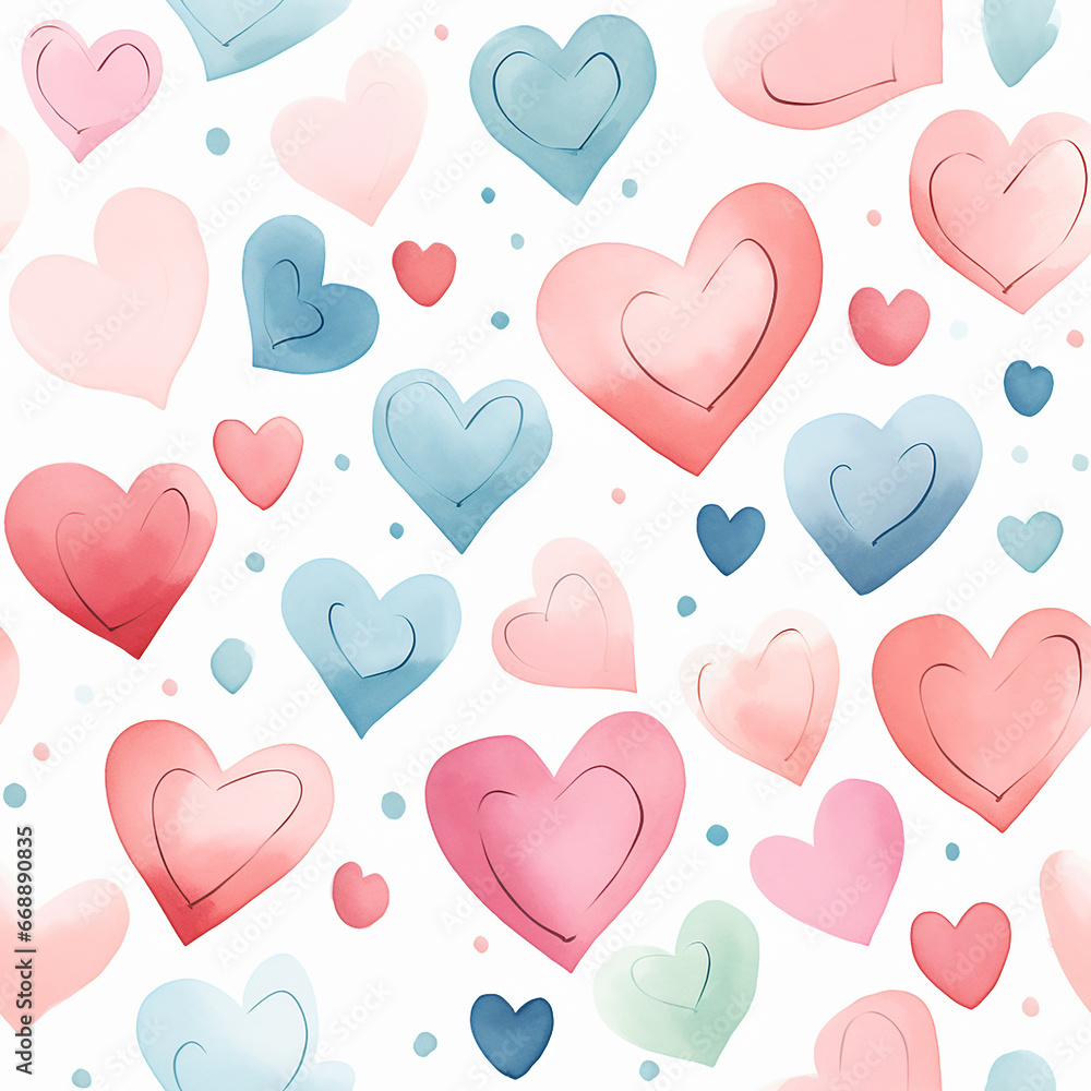 cute watercolor love seamless pattern