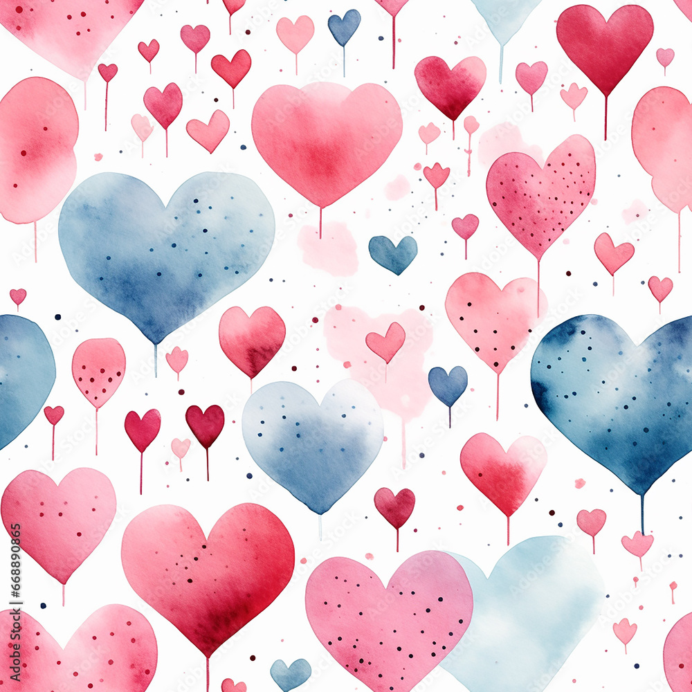 cute watercolor love seamless pattern