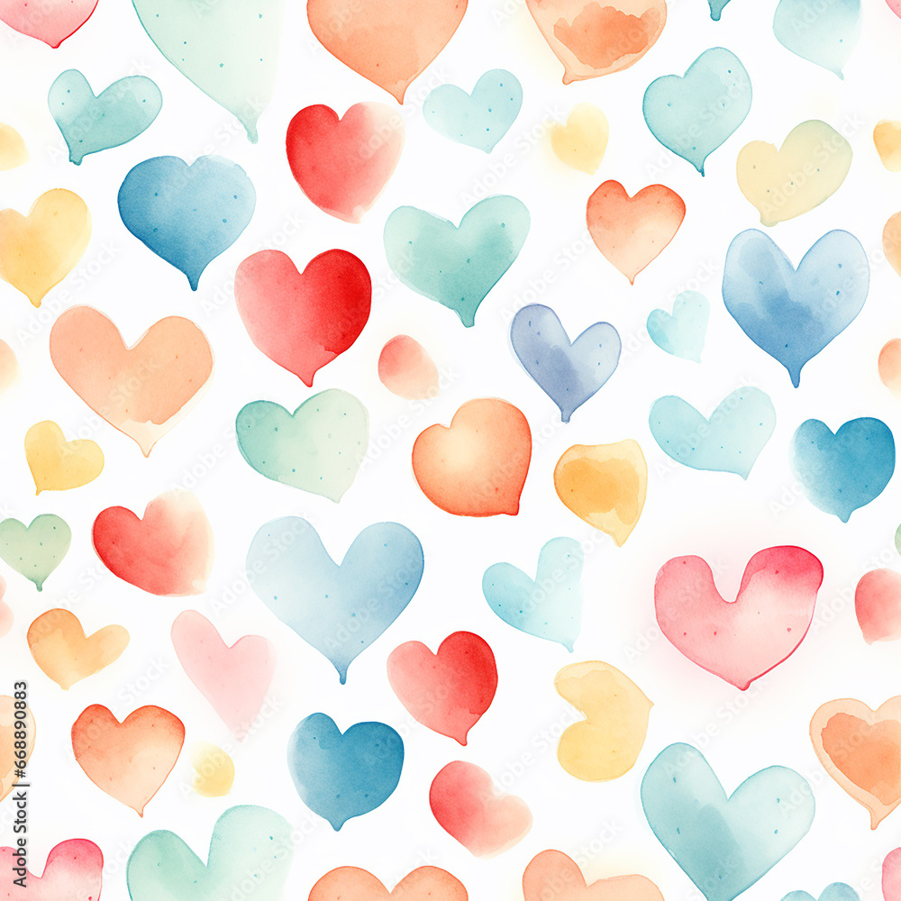 cute watercolor love seamless pattern