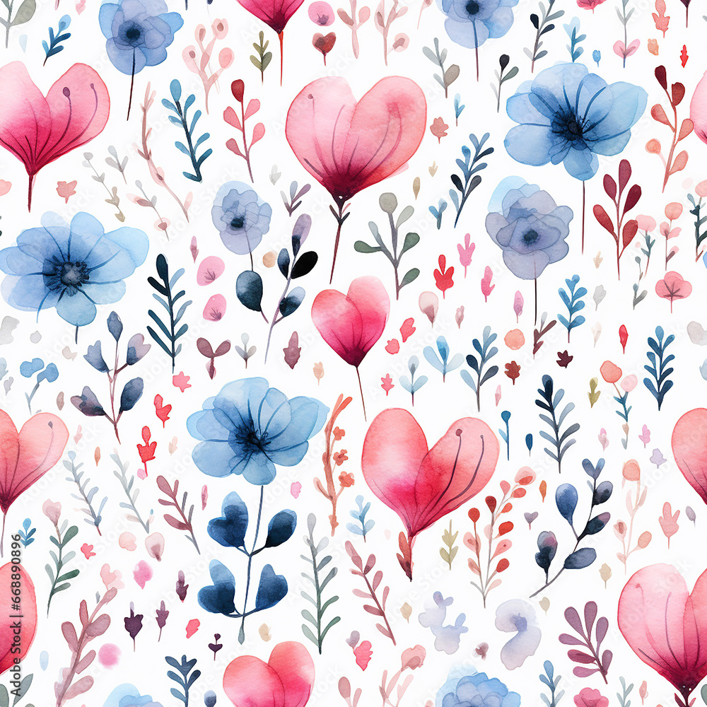 cute watercolor love seamless pattern