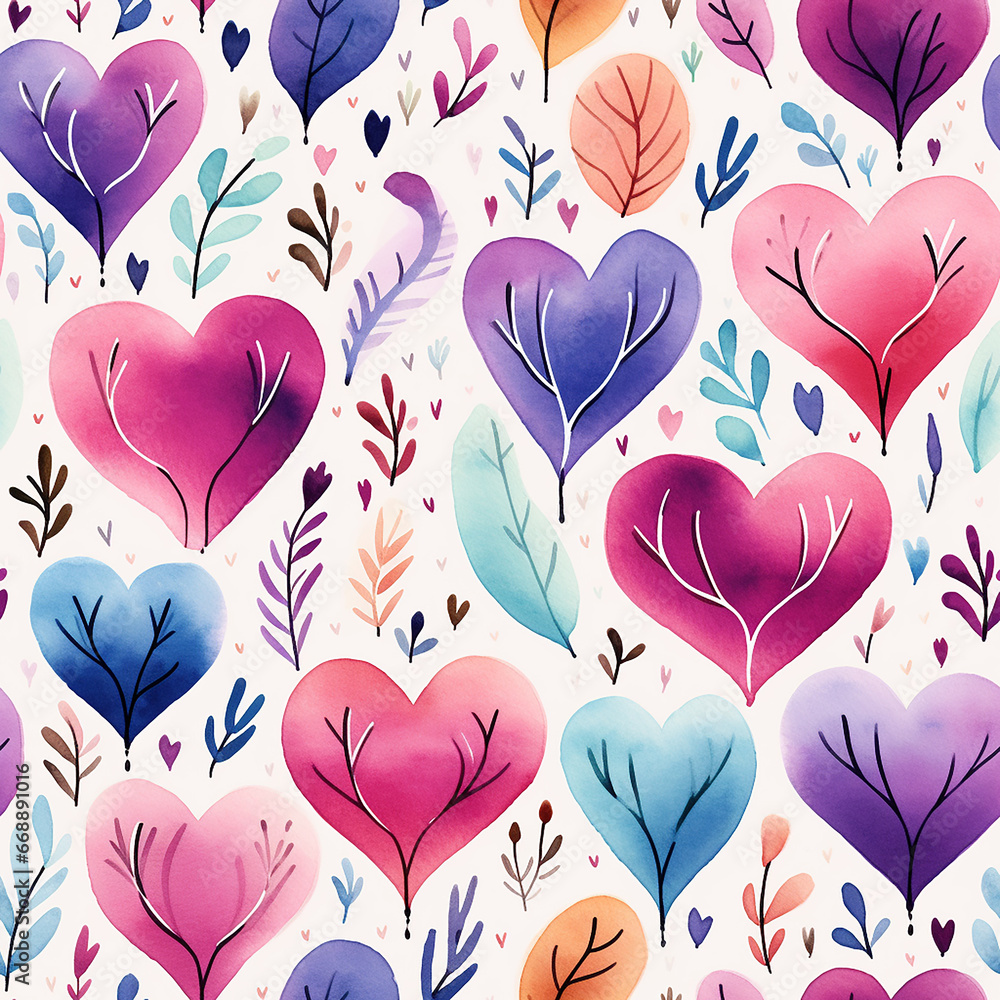 cute watercolor love seamless pattern