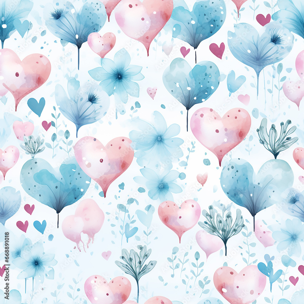 cute watercolor love seamless pattern