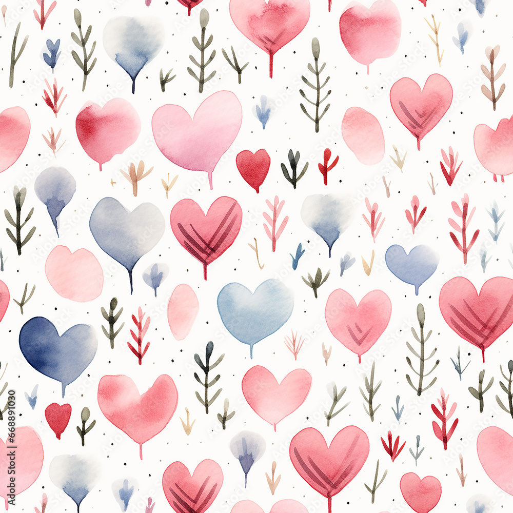 cute watercolor love seamless pattern